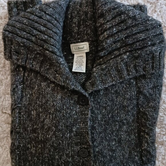 LL Bean Wool Blend Button Up Turtle Neck Cardigan Sweater Fishermen Womens Small - Picture 5 of 7